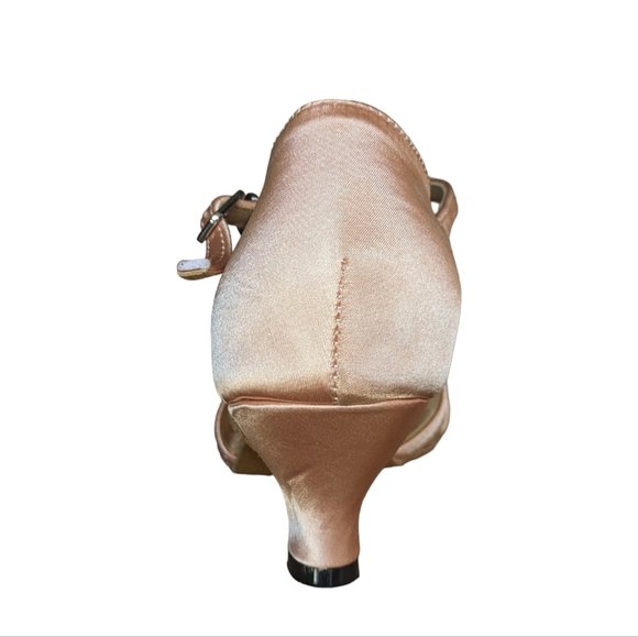 Competition Grade Ballroom Dancing Shoes Salsa Tango Pink Champagne Suede Silk - Picture 8 of 14